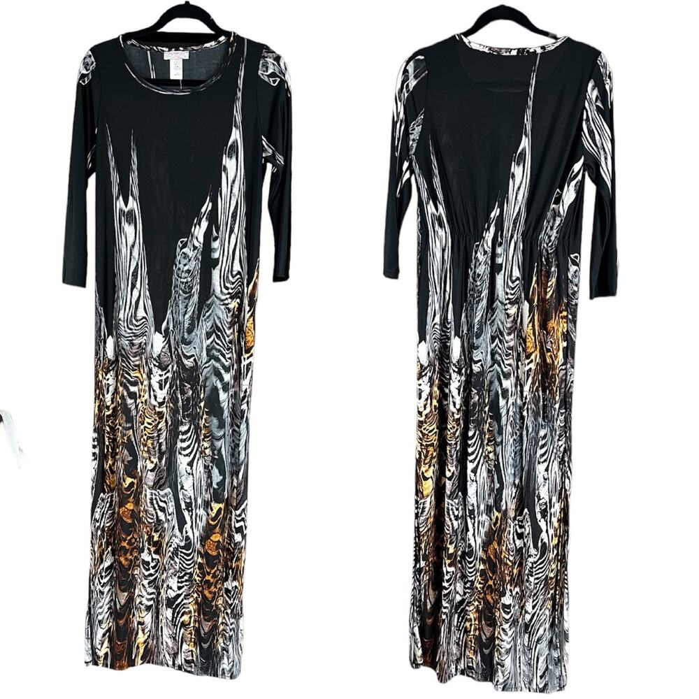 Pretty Young Thing Black White Animal Swirl Print Maxi Dress Women's Size Med